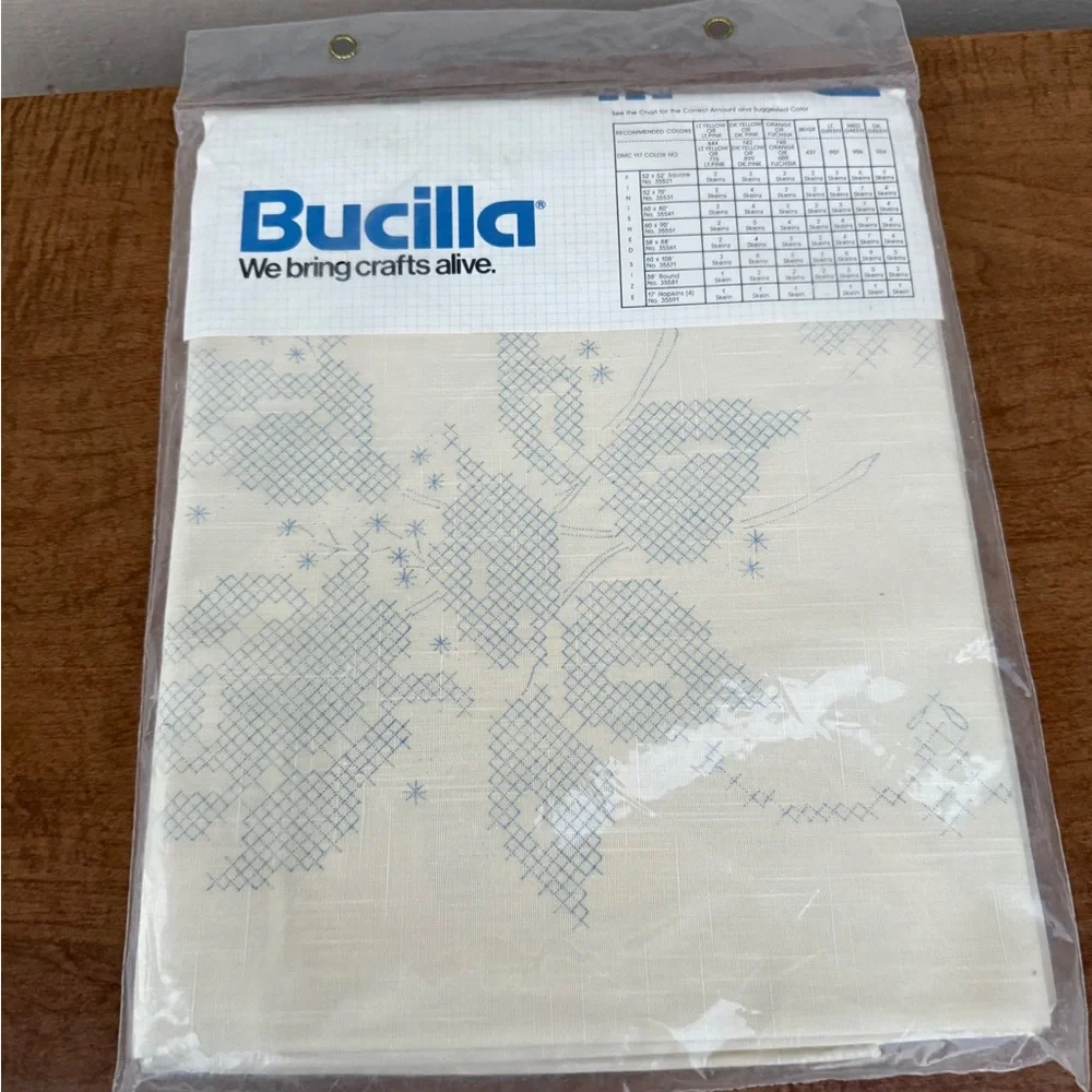 Bucilla Stitchery Pink Floral Table Linens Dining Set 52X52 New in Packaging